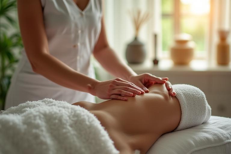 Terapista olistico durante una sessione di aromaterapia